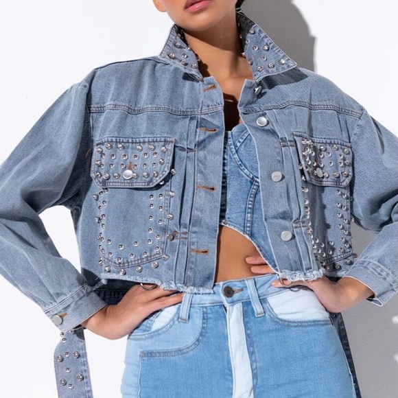 ❣️SOLD❣️Crystal Stud Denim Jacket - Picture 9 of 10